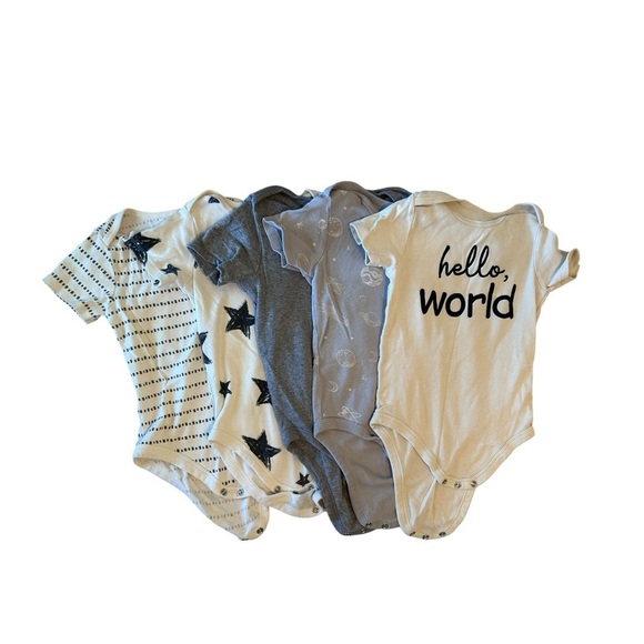 Adorable Star and Stripe Bodysuit Collection - Cream, Gray, Black - Picture 1 of 11